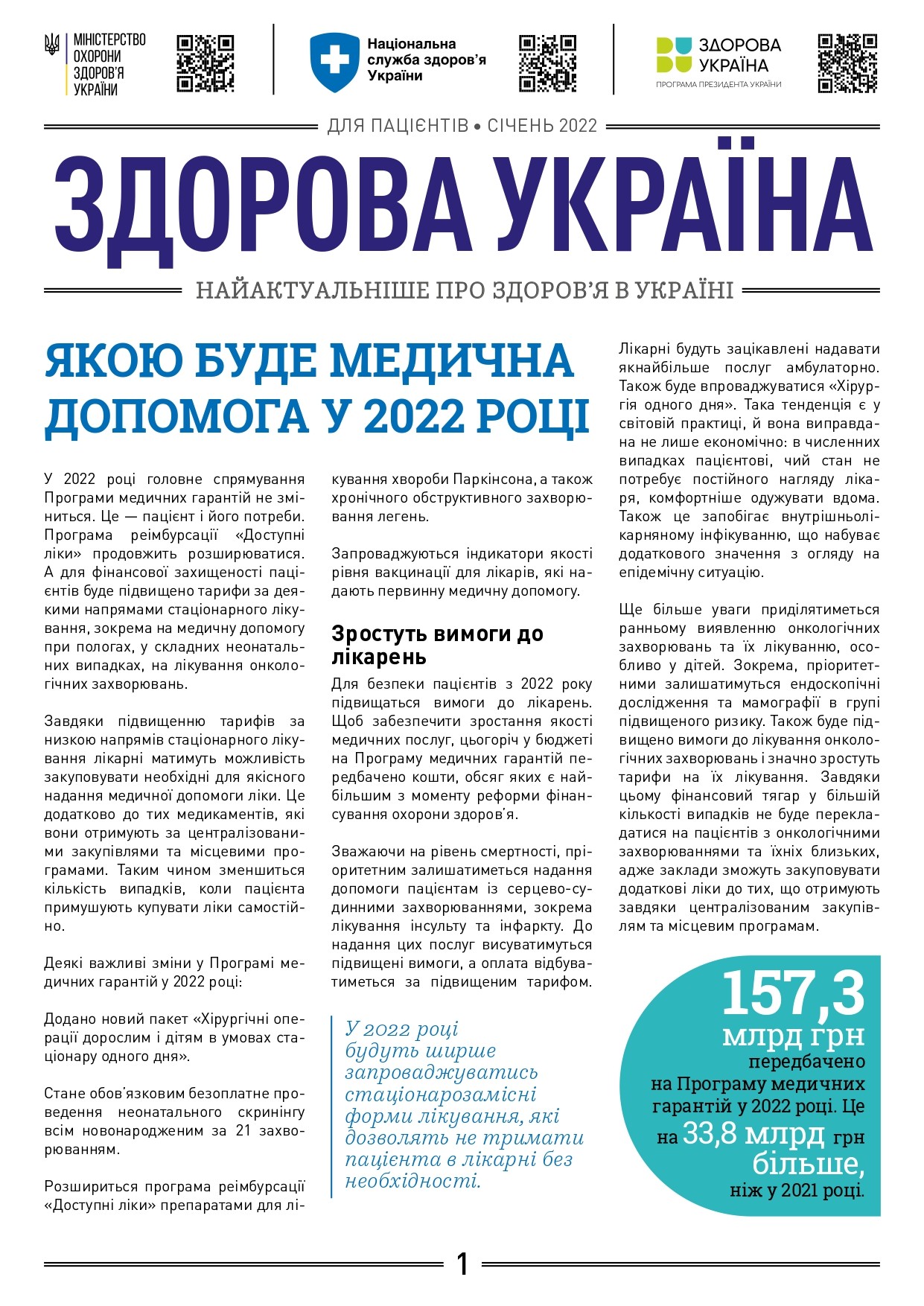 Дайджест “Здорова Україна” – для пацієнтів, січень 2022 року
